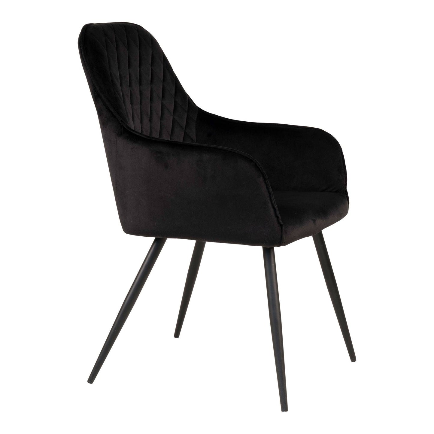 Scaun de dining din catifea, negru, picioare negre