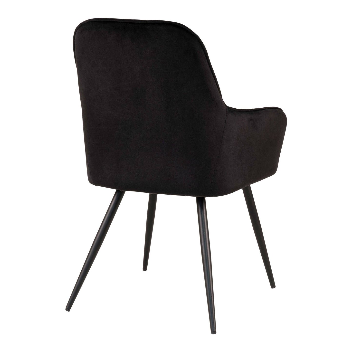 Scaun de dining din catifea, negru, picioare negre