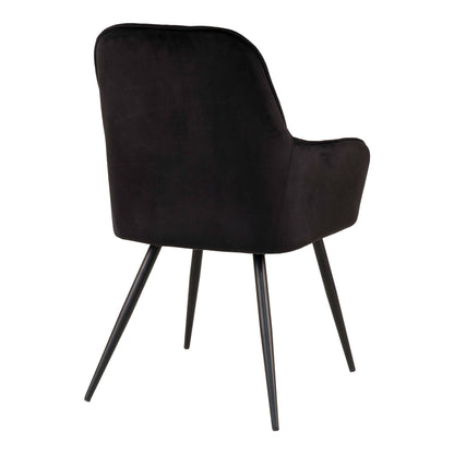Scaun de dining din catifea, negru, picioare negre