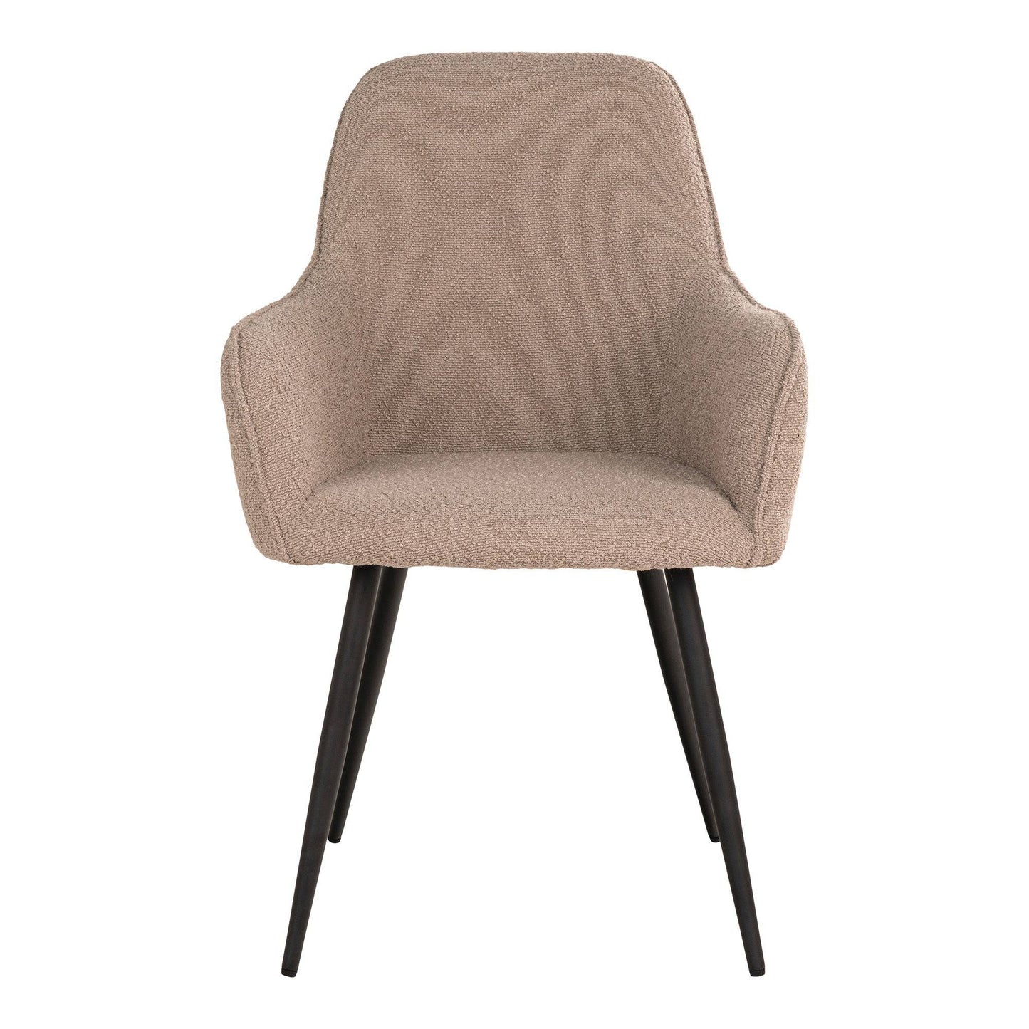 Scaun de dining, material bouclé, bej, picioare negre