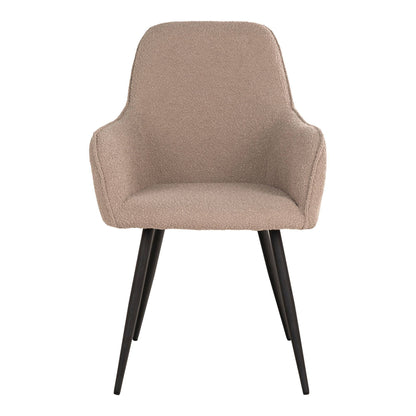 Scaun de dining, material bouclé, bej, picioare negre