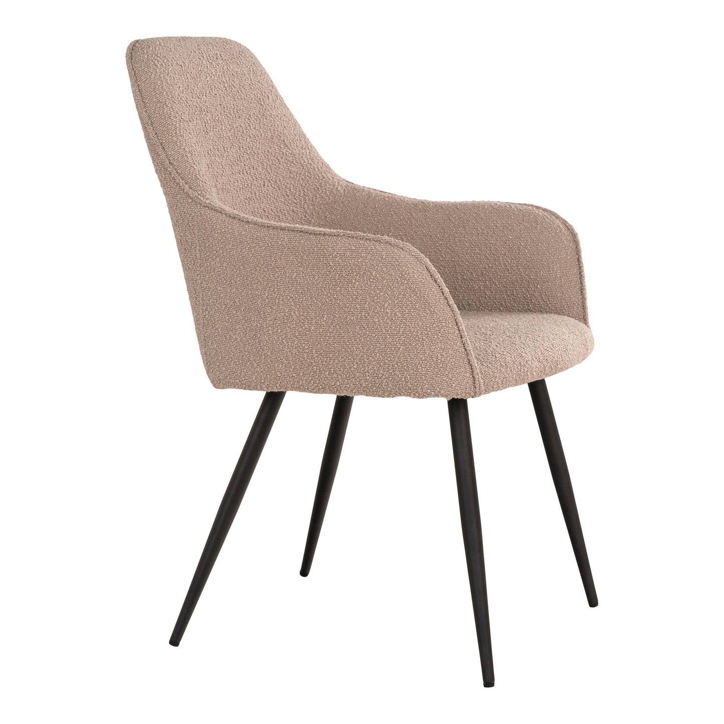 Scaun de dining, material bouclé, bej, picioare negre