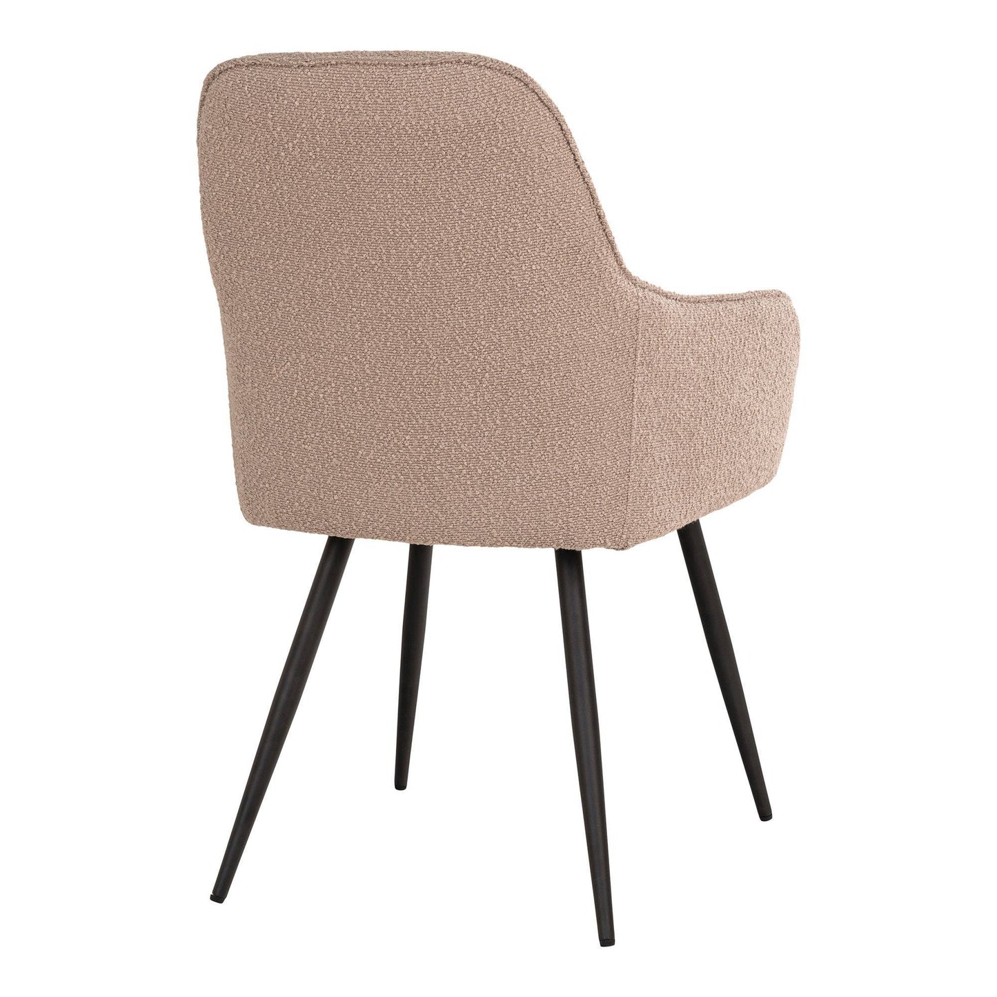 Scaun de dining, material bouclé, bej, picioare negre