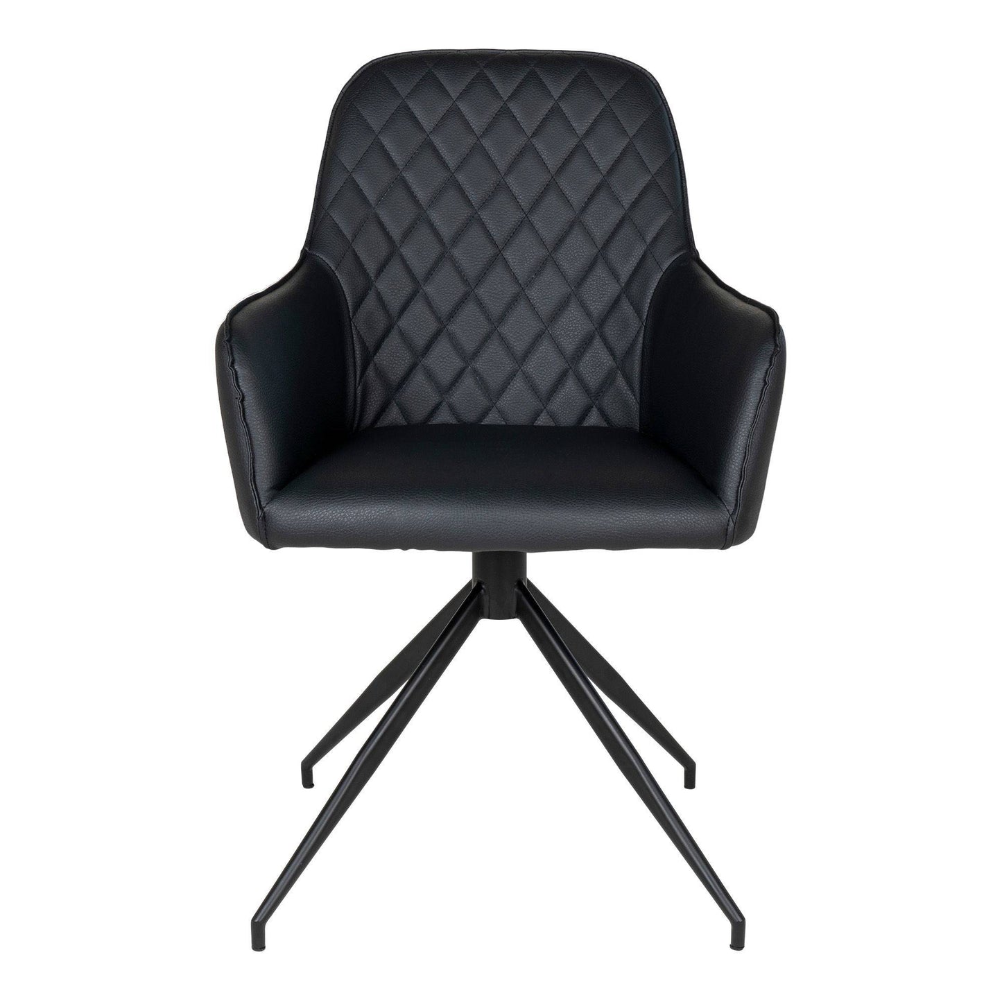  Scaun de dining rotativ, piele PU, negru, picioare negre