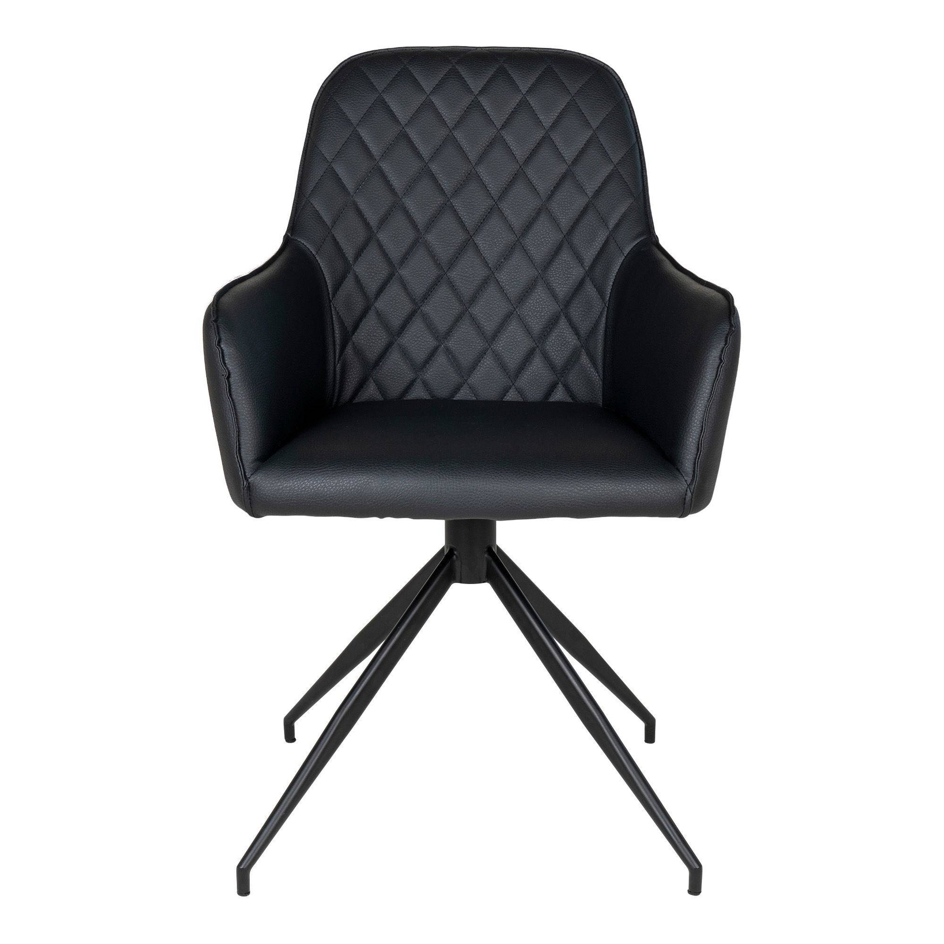  Scaun de dining rotativ, piele PU, negru, picioare negre