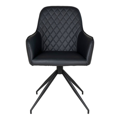  Scaun de dining rotativ, piele PU, negru, picioare negre