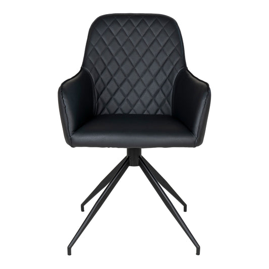  Scaun de dining rotativ, piele PU, negru, picioare negre