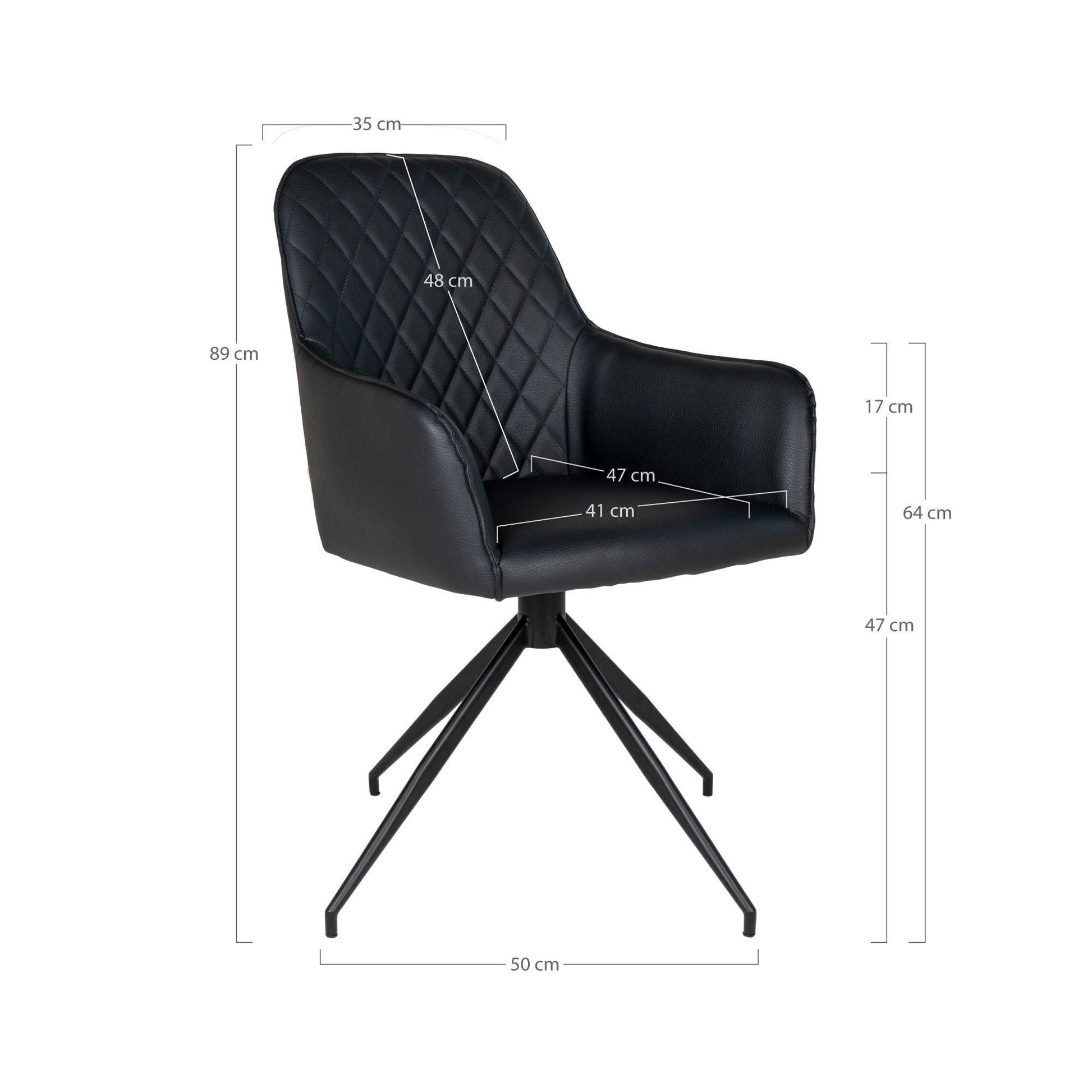  Scaun de dining rotativ, piele PU, negru, picioare negre