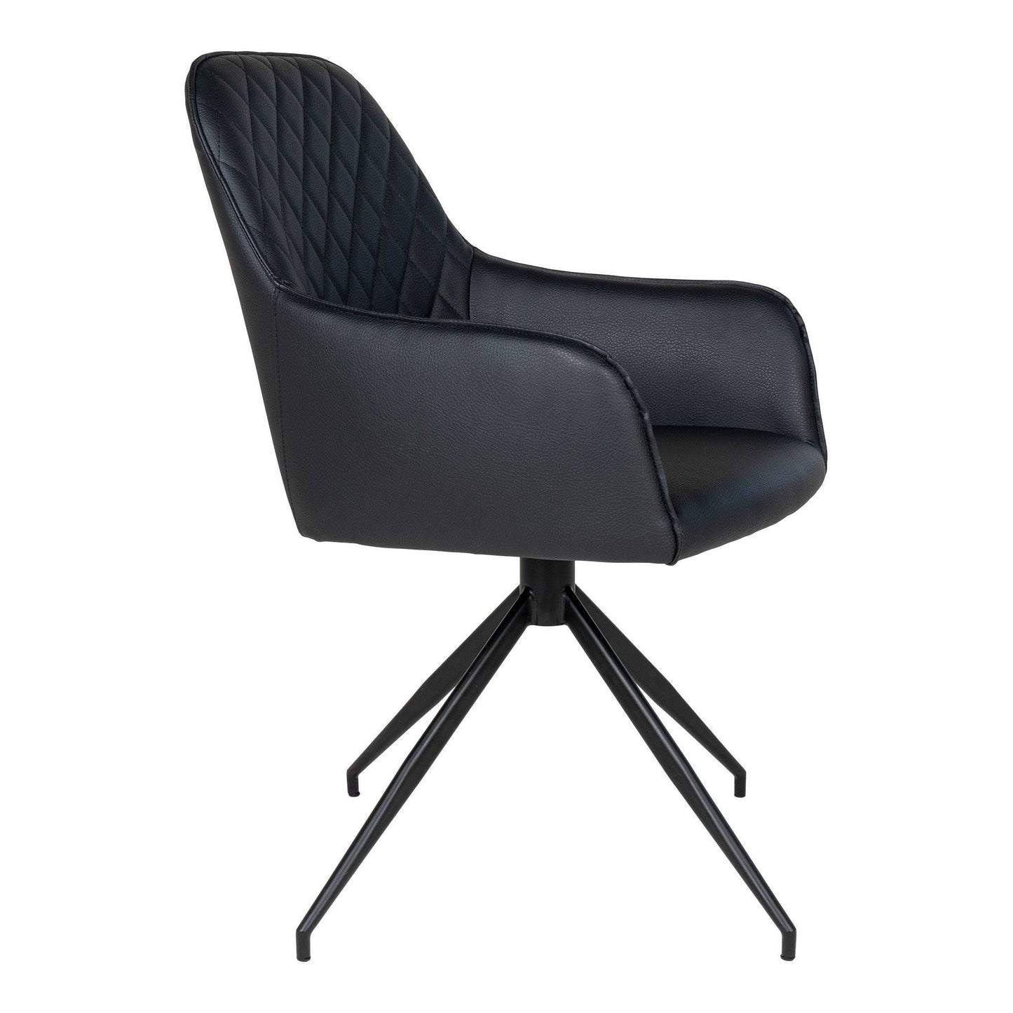  Scaun de dining rotativ, piele PU, negru, picioare negre