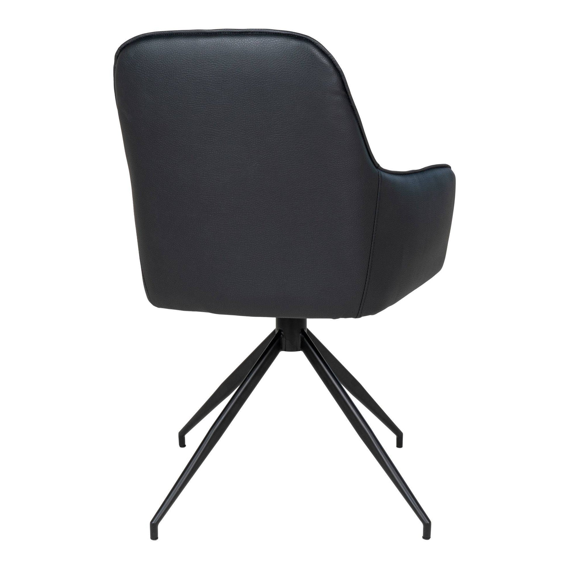  Scaun de dining rotativ, piele PU, negru, picioare negre