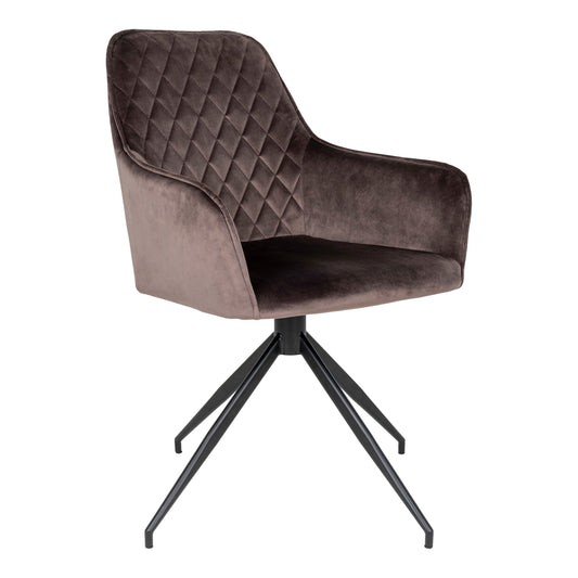  Scaun de dining rotativ din catifea, bej-gri, picioare negre