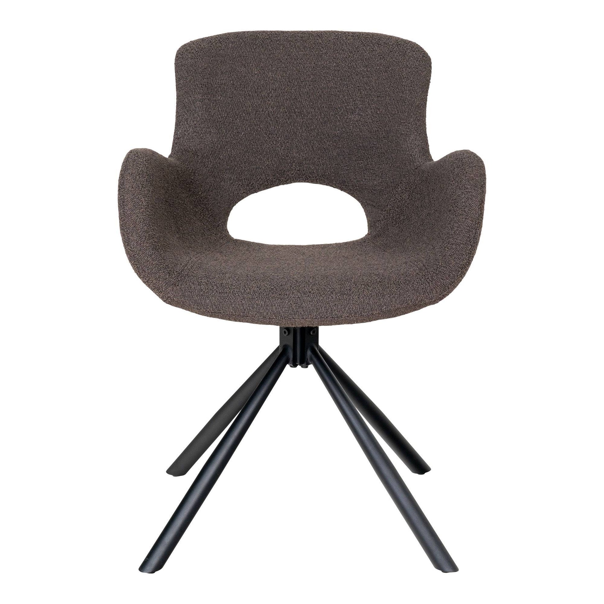 Scaun de dining rotativ, material bouclé, bej-gri