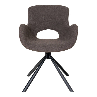 Scaun de dining rotativ, material bouclé, bej-gri