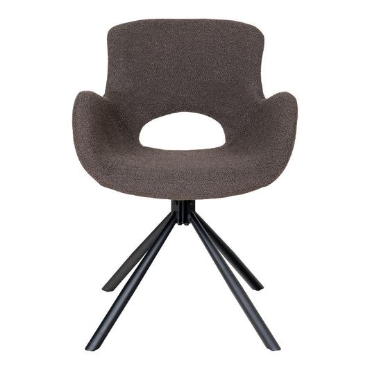Scaun de dining rotativ, material bouclé, bej-gri
