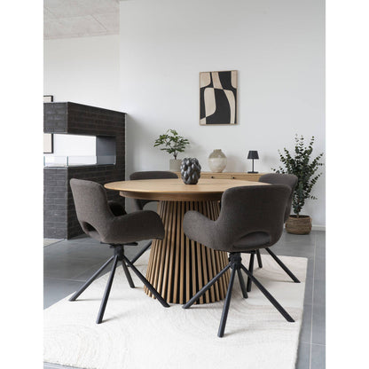 Scaun de dining rotativ, material bouclé, bej-gri, in living scandinav modern 