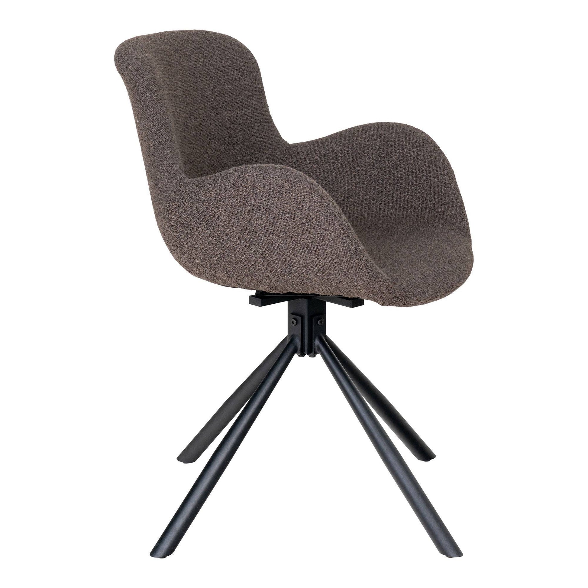Scaun de dining rotativ, material bouclé, bej-gri