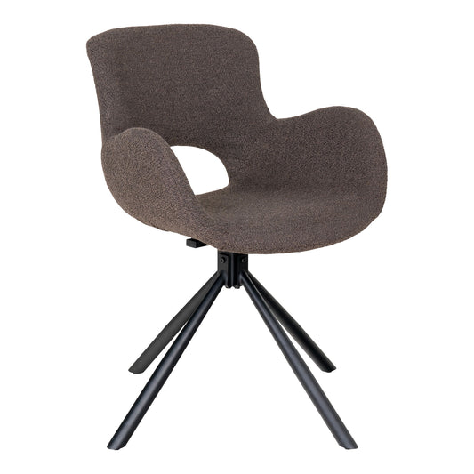 Scaun de dining rotativ, material bouclé, bej-gri