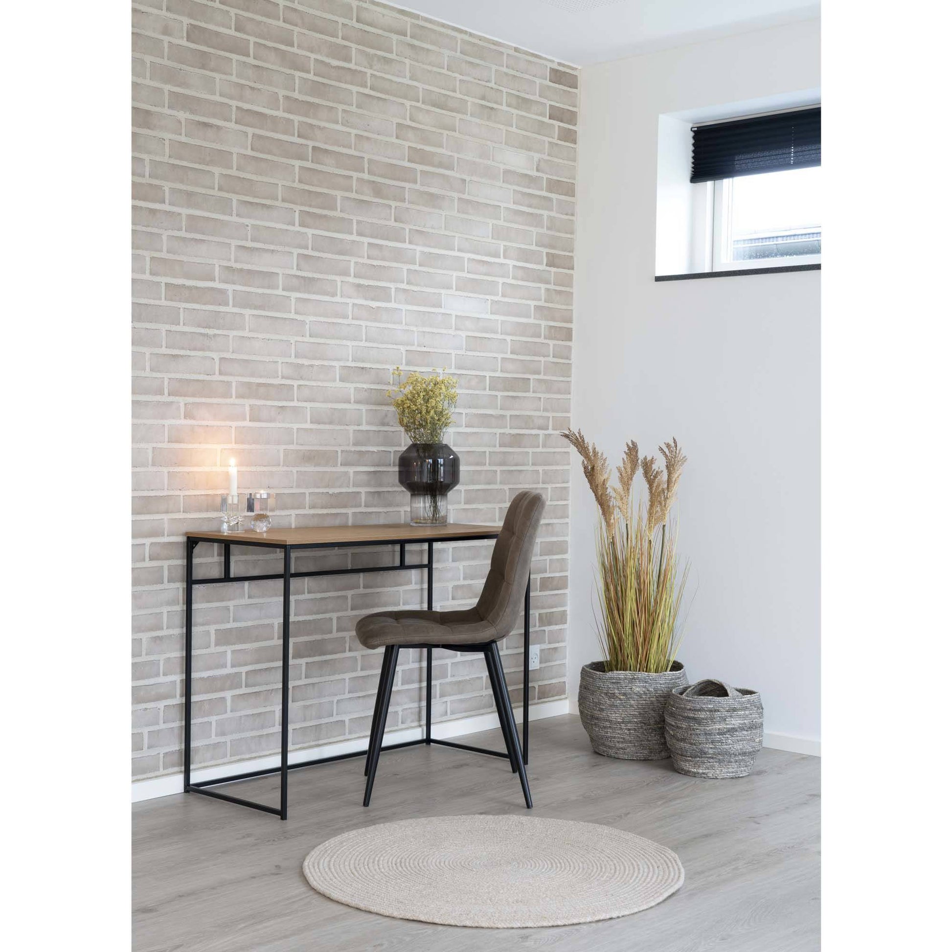 Scaun de dining rotativ, material bouclé, bej-gri, in living modern
