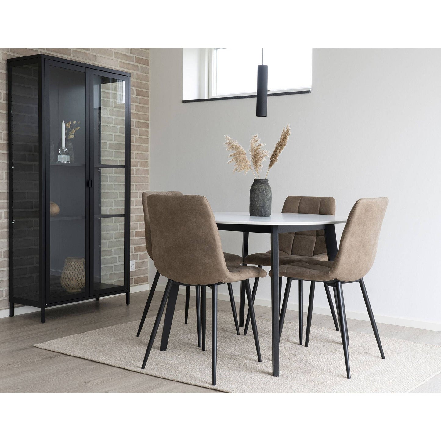 Scaun de dining rotativ, material bouclé, bej-gri, in living modern
