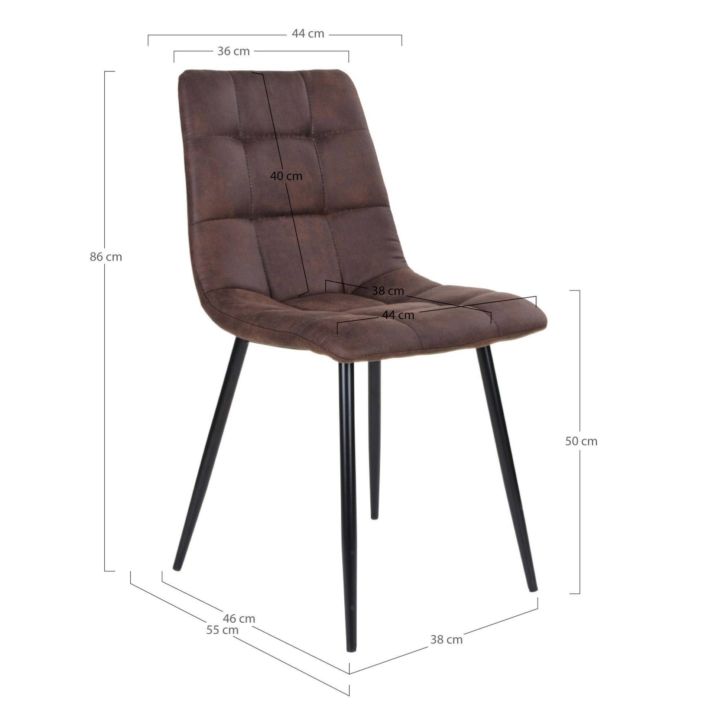 Scaun de dining, microfibra, maro inchis, picioare negre