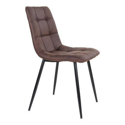 Scaun de dining, microfibra, maro inchis, picioare negre