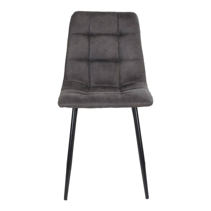 Scaun de dining, microfibra, gri inchis, picioare negre