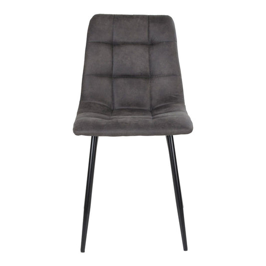 Scaun de dining, microfibra, gri inchis, picioare negre