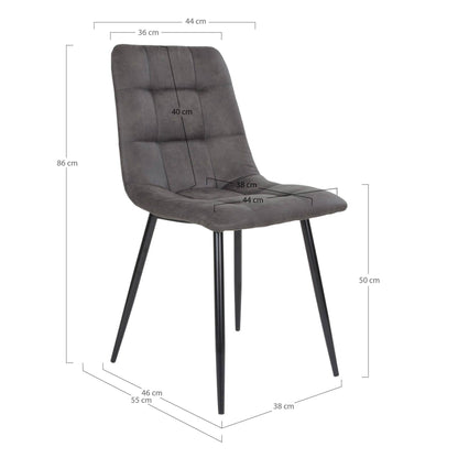 Scaun de dining, microfibra, gri inchis, picioare negre