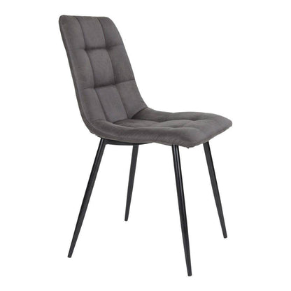 Scaun de dining, microfibra, gri inchis, picioare negre