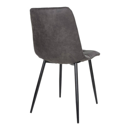 Scaun de dining, microfibra, gri inchis, picioare negre
