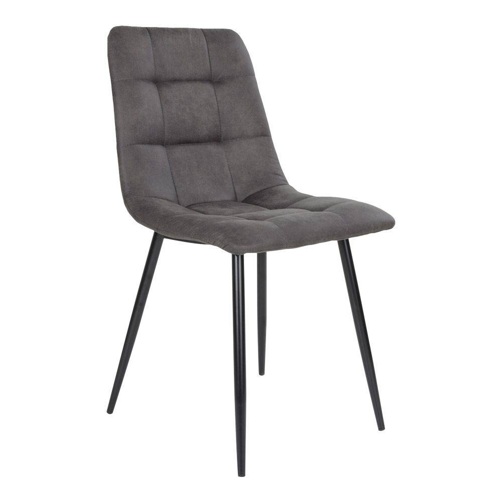 Scaun de dining, microfibra, gri inchis, picioare negre