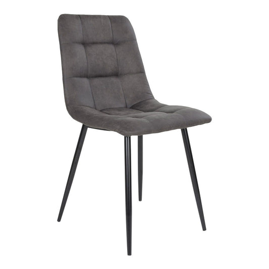 Scaun de dining, microfibra, gri inchis, picioare negre