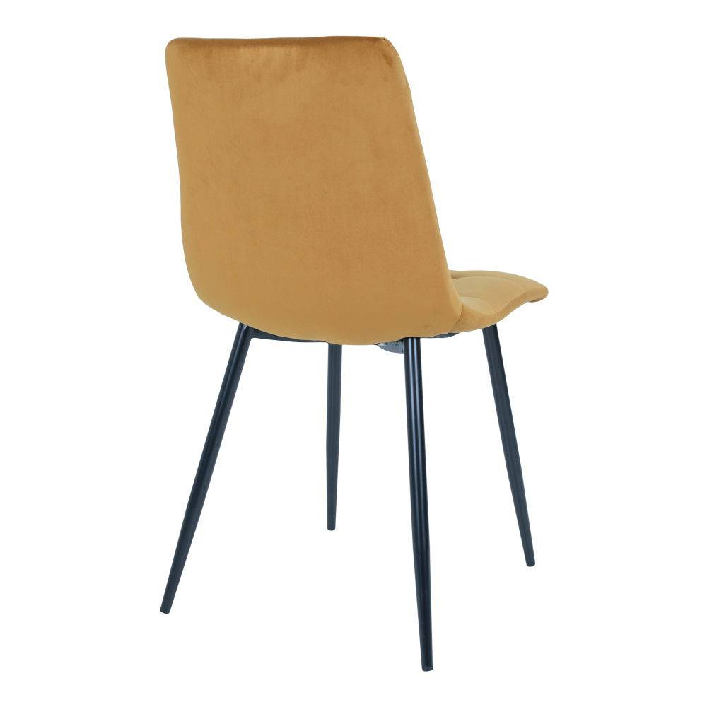  Scaun de dining din catifea, galben mustar, picioare negre