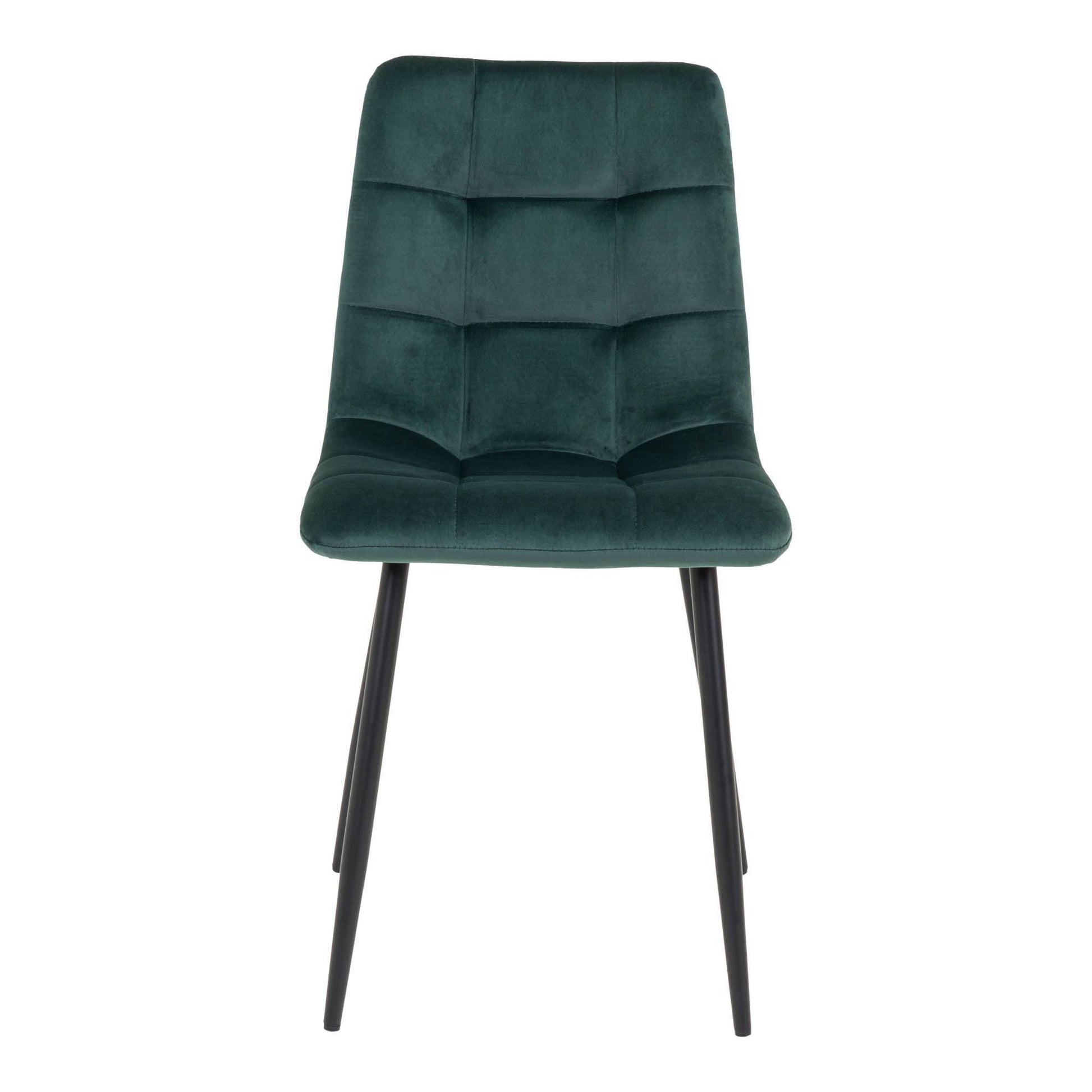 Scaun de dining din catifea, verde inchis, picioare negre