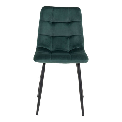 Scaun de dining din catifea, verde inchis, picioare negre