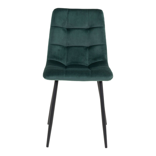 Scaun de dining din catifea, verde inchis, picioare negre