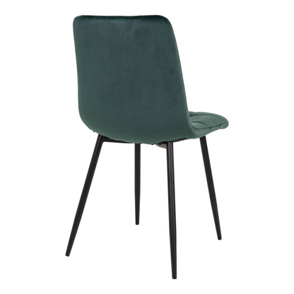 Scaun de dining din catifea, verde inchis, picioare negre
