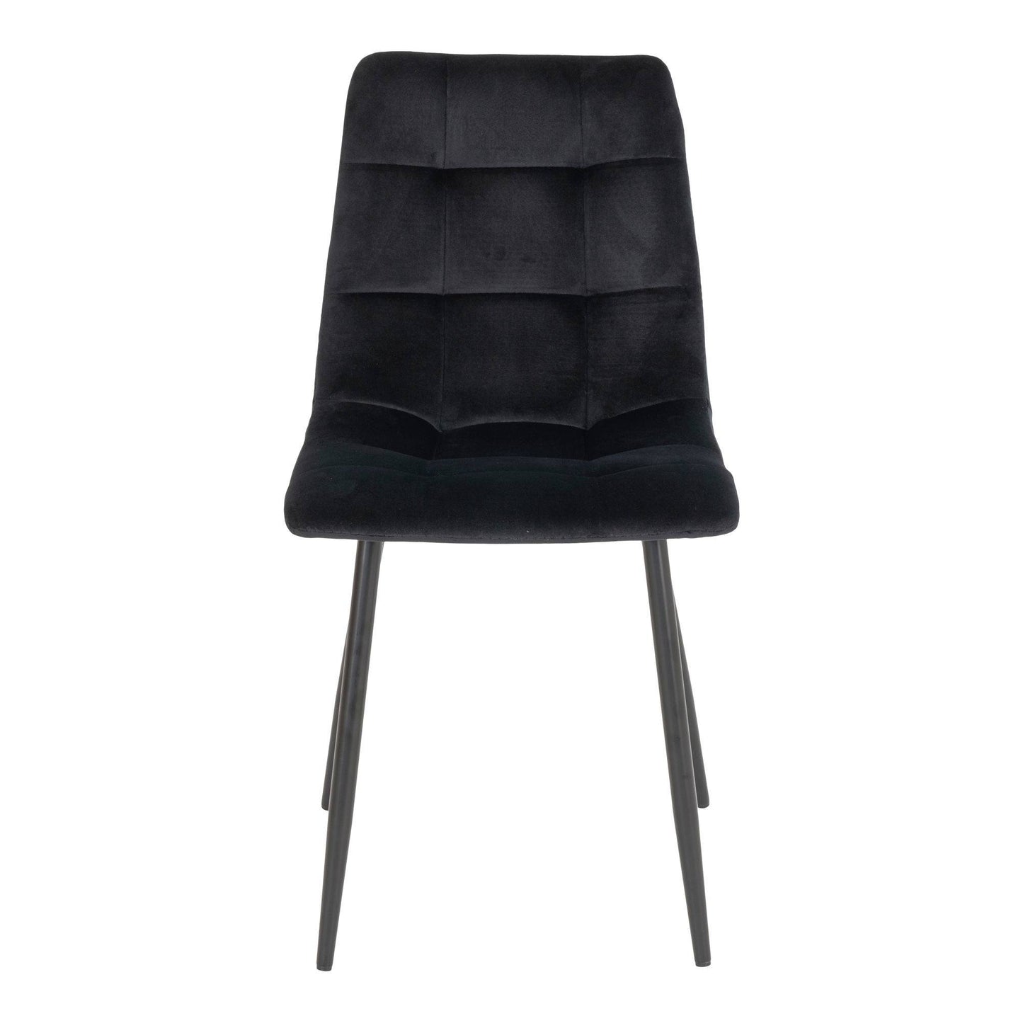 Scaun de dining din catifea, negru, picioare negre