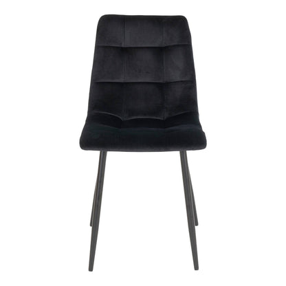 Scaun de dining din catifea, negru, picioare negre