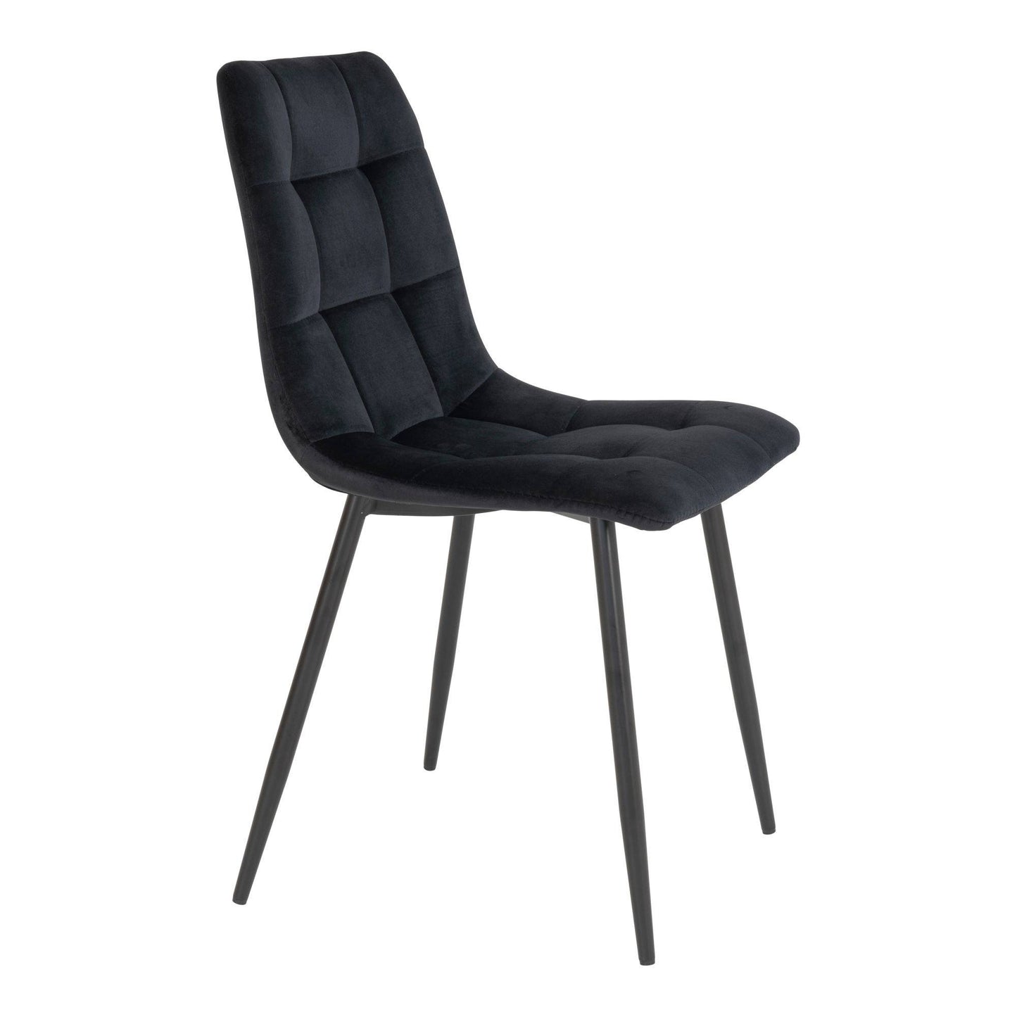 Scaun de dining din catifea, negru, picioare negre