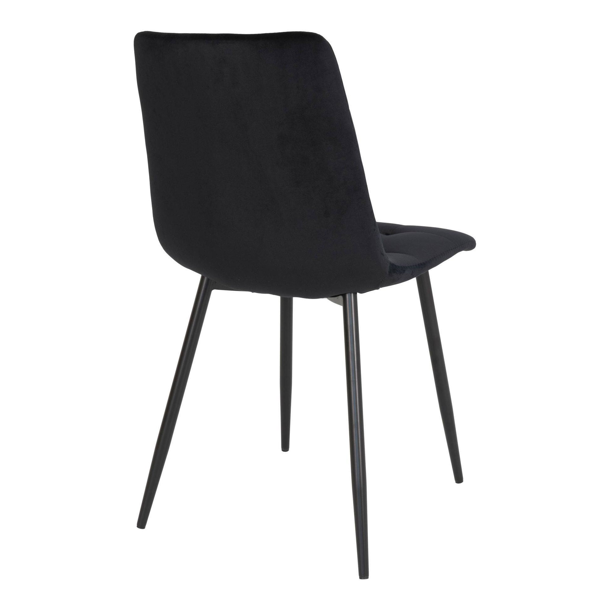 Scaun de dining din catifea, negru, picioare negre