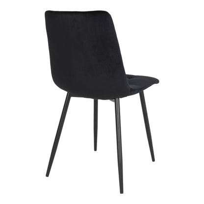 Scaun de dining din catifea, negru, picioare negre