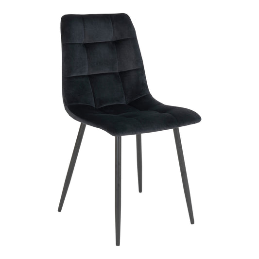 Scaun de dining din catifea, negru, picioare negre