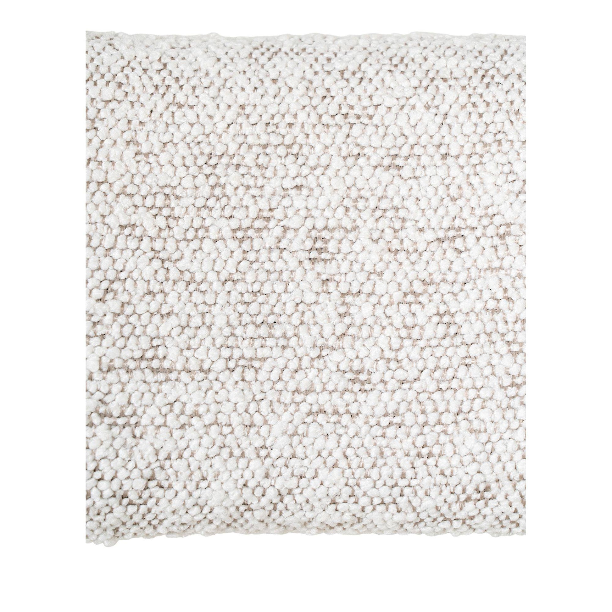 Scaun de dining din material bouclé, alb, picioare negre, detaliu