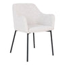 Scaun de dining Melilla din material bouclé alb, cu picioare negre