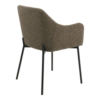 Scaun de dining din material bouclé, maro, picioare negre