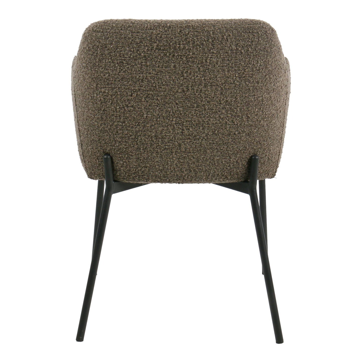Scaun de dining din material bouclé, maro, picioare negre