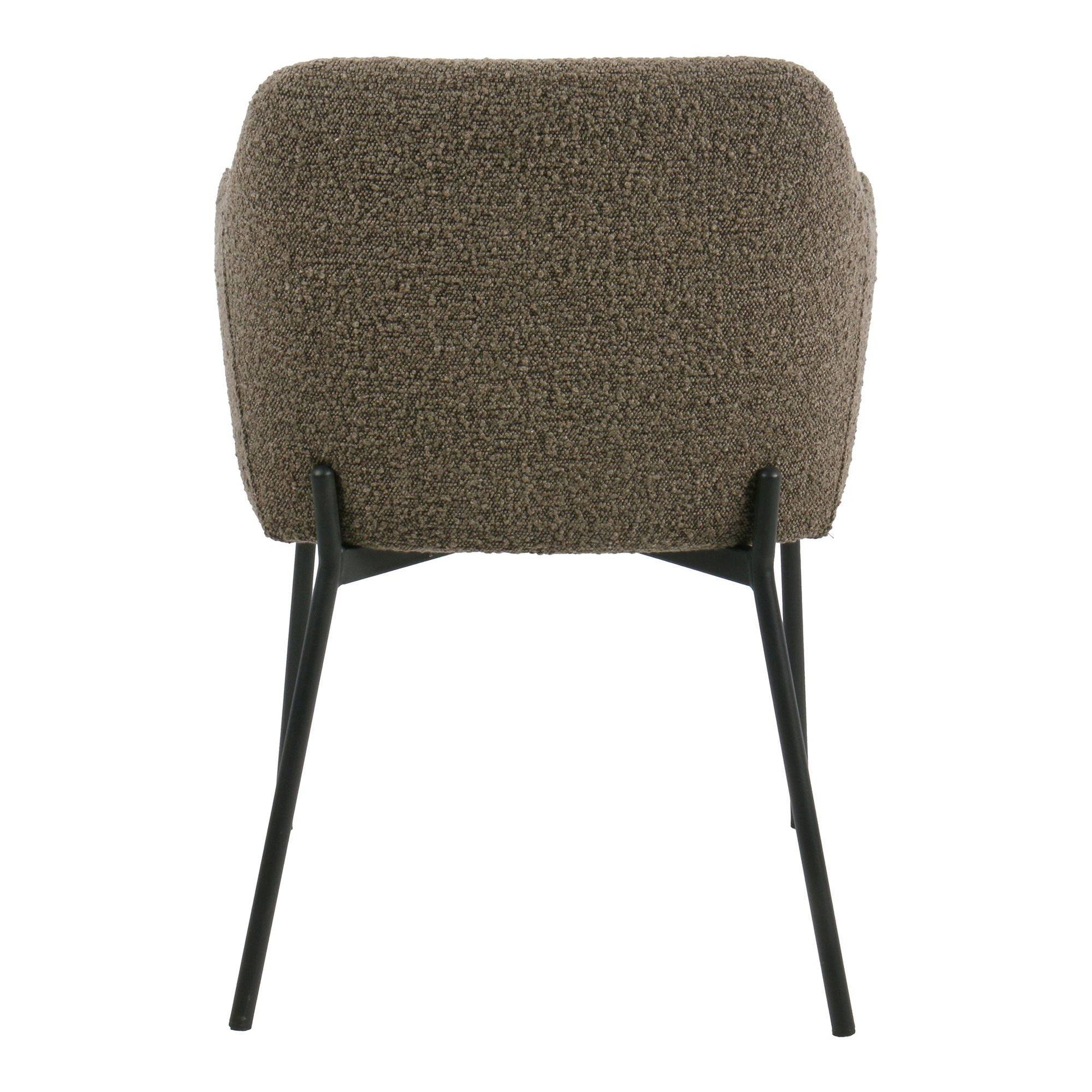 Scaun de dining din material bouclé, maro, picioare negre