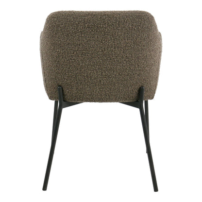 Scaun de dining din material bouclé, maro, picioare negre