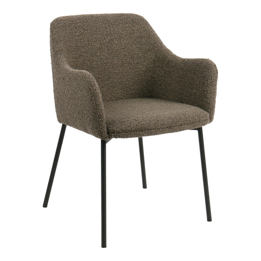 Scaun de dining din material bouclé, maro, picioare negre